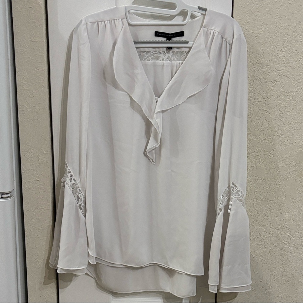 White House Black Market White Women's Top with Bell Sleeves